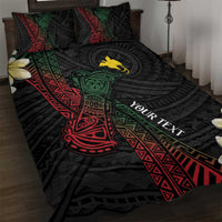 Personalized Papua New Guinea Quilt Bed Set Kundu Drum Motifs - Sepik Colors