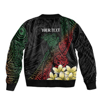 Personalized Papua New Guinea Sleeve Zip Bomber Jacket Kundu Drum Motifs - Sepik Colors LT7 - Polynesian Pride