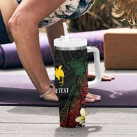 Personalized Papua New Guinea Tumbler With Handle Kundu Drum Motifs - Sepik Colors