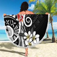 Bula Fiji Tagimaucia Mix Plumeria Masi Tapa Beach Blanket Black LT7 - Polynesian Pride