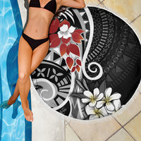 Bula Fiji Tagimaucia Mix Plumeria Masi Tapa Beach Blanket Black LT7 - Polynesian Pride