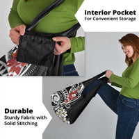 Bula Fiji Tagimaucia Mix Plumeria Masi Tapa Grocery Bag Black