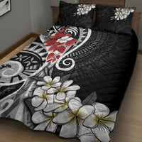 Bula Fiji Tagimaucia Mix Plumeria Masi Tapa Quilt Bed Set Black