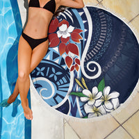 Bula Fiji Tagimaucia Mix Plumeria Masi Tapa Beach Blanket Blue