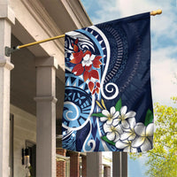 Bula Fiji Tagimaucia Mix Plumeria Masi Tapa Garden Flag Blue