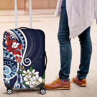 Bula Fiji Tagimaucia Mix Plumeria Masi Tapa Luggage Cover Blue