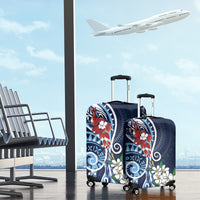 Bula Fiji Tagimaucia Mix Plumeria Masi Tapa Luggage Cover Blue