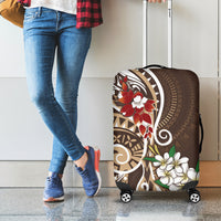 Bula Fiji Tagimaucia Mix Plumeria Masi Tapa Luggage Cover Brown