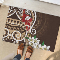 Bula Fiji Tagimaucia Mix Plumeria Masi Tapa Rubber Doormat Brown