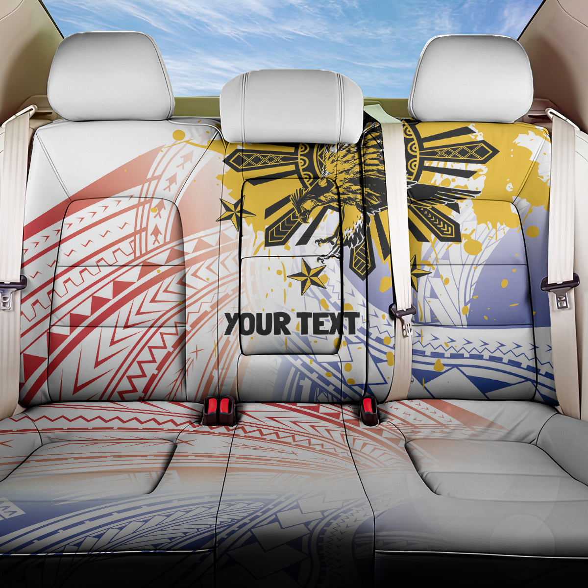 Philippines Independence Day Back Car Seat Cover Eagle Mix Filipino Flag Tribal Style