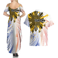 Philippines Independence Day Couples Matching Summer Maxi Dress and Hawaiian Shirt Eagle Mix Filipino Flag Tribal Style