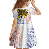 Philippines Independence Day Kid Short Sleeve Dress Eagle Mix Filipino Flag Tribal Style