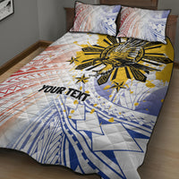 Philippines Independence Day Quilt Bed Set Eagle Mix Filipino Flag Tribal Style