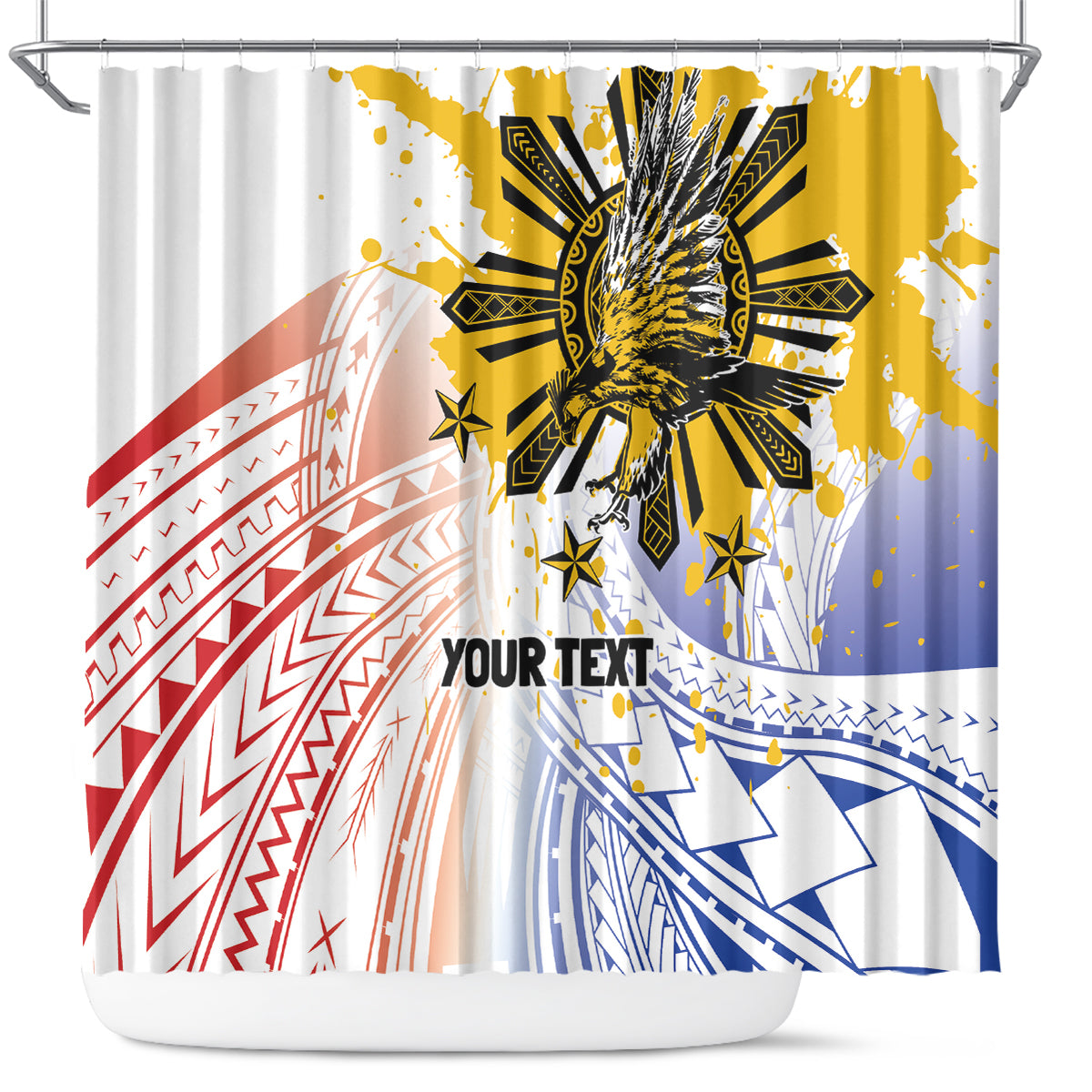 Philippines Independence Day Shower Curtain Eagle Mix Filipino Flag Tribal Style