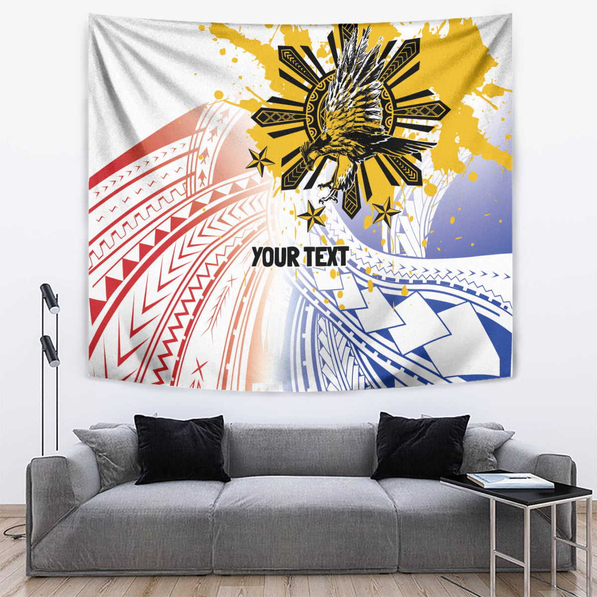 Philippines Independence Day Tapestry Eagle Mix Filipino Flag Tribal Style