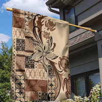Talofa Samoa Mamanu Siapo Mix Malu Garden Flag Classic Beige Frangipani and Turtles