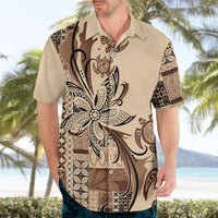 Talofa Samoa Mamanu Siapo Mix Malu Hawaiian Shirt Classic Beige Frangipani and Turtles