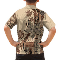 Talofa Samoa Mamanu Siapo Mix Malu Hawaiian Shirt Classic Beige Frangipani and Turtles