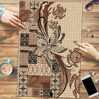 Talofa Samoa Mamanu Siapo Mix Malu Puzzle Classic Beige Frangipani and Turtles