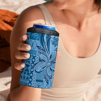 Talofa Samoa Mamanu Siapo Mix Malu 4 in 1 Can Cooler Tumbler Cool Blue Frangipani and Turtles LT7 - Polynesian Pride