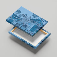 Talofa Samoa Mamanu Siapo Mix Malu Canvas Wall Art Cool Blue Frangipani and Turtles