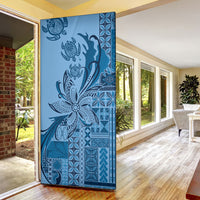 Talofa Samoa Mamanu Siapo Mix Malu Door Cover Cool Blue Frangipani and Turtles