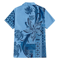 Talofa Samoa Mamanu Siapo Mix Malu Family Matching Summer Maxi Dress and Hawaiian Shirt Cool Blue Frangipani and Turtles LT7 - Polynesian Pride