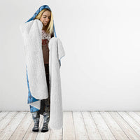 Talofa Samoa Mamanu Siapo Mix Malu Hooded Blanket Cool Blue Frangipani and Turtles
