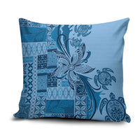 Talofa Samoa Mamanu Siapo Mix Malu Pillow Cover Cool Blue Frangipani and Turtles