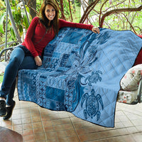 Talofa Samoa Mamanu Siapo Mix Malu Quilt Cool Blue Frangipani and Turtles