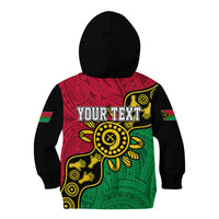 Personalised Vanuatu Kid Hoodie Mix Aboriginal Dot Art LT7 - Polynesian Pride