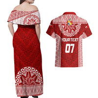 Personalised Tonga Rugby Couples Matching Off Shoulder Maxi Dress and Hawaiian Shirt Mate Ma'a Tonga Champions LT7 - Polynesian Pride