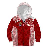 Personalised Tonga Rugby Kid Hoodie Mate Ma'a Tonga Champions LT7 Zip Hoodie Red - Polynesian Pride
