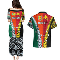 Personalised Papua New Guinea Mix Penama Couples Matching Puletasi Dress and Hawaiian Shirt Tribal Patterns Half-Half Style LT7 - Polynesian Pride