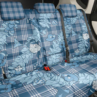 Blue Palaka Hawaii Cowboy Christmas Back Car Seat Cover Paniolo Mix Maile Lei - Polynesian Pride
