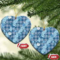 Blue Palaka Hawaii Cowboy Christmas Ceramic Ornament Paniolo Mix Maile Lei - Polynesian Pride