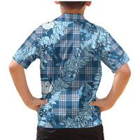 Blue Palaka Hawaii Cowboy Christmas Family Matching Mermaid Dress and Hawaiian Shirt Paniolo Mix Maile Lei - Polynesian Pride