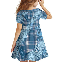 Blue Palaka Hawaii Cowboy Christmas Family Matching Off The Shoulder Long Sleeve Dress and Hawaiian Shirt Paniolo Mix Maile Lei - Polynesian Pride