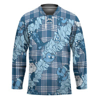 Blue Palaka Hawaii Cowboy Christmas Hockey Jersey Paniolo Mix Maile Lei - Polynesian Pride