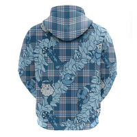 Blue Palaka Hawaii Cowboy Christmas Hoodie Paniolo Mix Maile Lei - Polynesian Pride