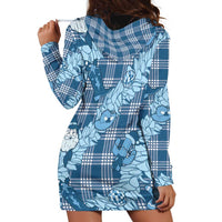 Blue Palaka Hawaii Cowboy Christmas Hoodie Dress Paniolo Mix Maile Lei - Polynesian Pride