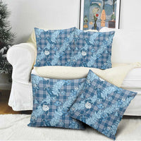 Blue Palaka Hawaii Cowboy Christmas Pillow Cover Paniolo Mix Maile Lei - Polynesian Pride
