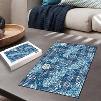 Blue Palaka Hawaii Cowboy Christmas Puzzle Paniolo Mix Maile Lei - Polynesian Pride