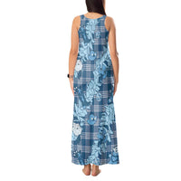Blue Palaka Hawaii Cowboy Christmas Tank Maxi Dress Paniolo Mix Maile Lei - Polynesian Pride