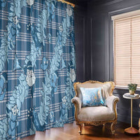 Blue Palaka Hawaii Cowboy Christmas Window Curtain Paniolo Mix Maile Lei - Polynesian Pride