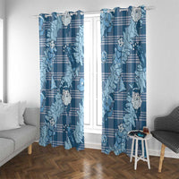 Blue Palaka Hawaii Cowboy Christmas Window Curtain Paniolo Mix Maile Lei - Polynesian Pride