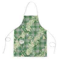Green Palaka Hawaii Cowboy Christmas Apron Paniolo Mix Maile Lei - Polynesian Pride