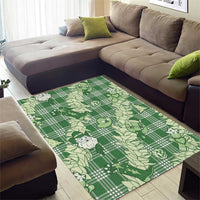 Green Palaka Hawaii Cowboy Christmas Area Rug Paniolo Mix Maile Lei - Polynesian Pride