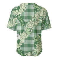 Green Palaka Hawaii Cowboy Christmas Baseball Jersey Paniolo Mix Maile Lei - Polynesian Pride