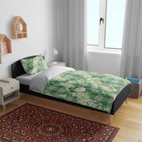 Green Palaka Hawaii Cowboy Christmas Bedding Set Paniolo Mix Maile Lei - Polynesian Pride